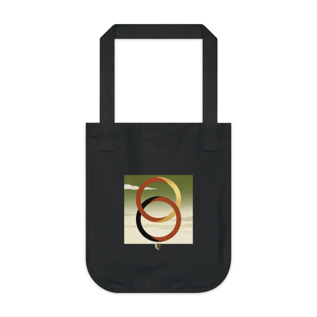 HD Pair of nested eclipses arranged as overlapping flat color shapes Organic Canvas Tote