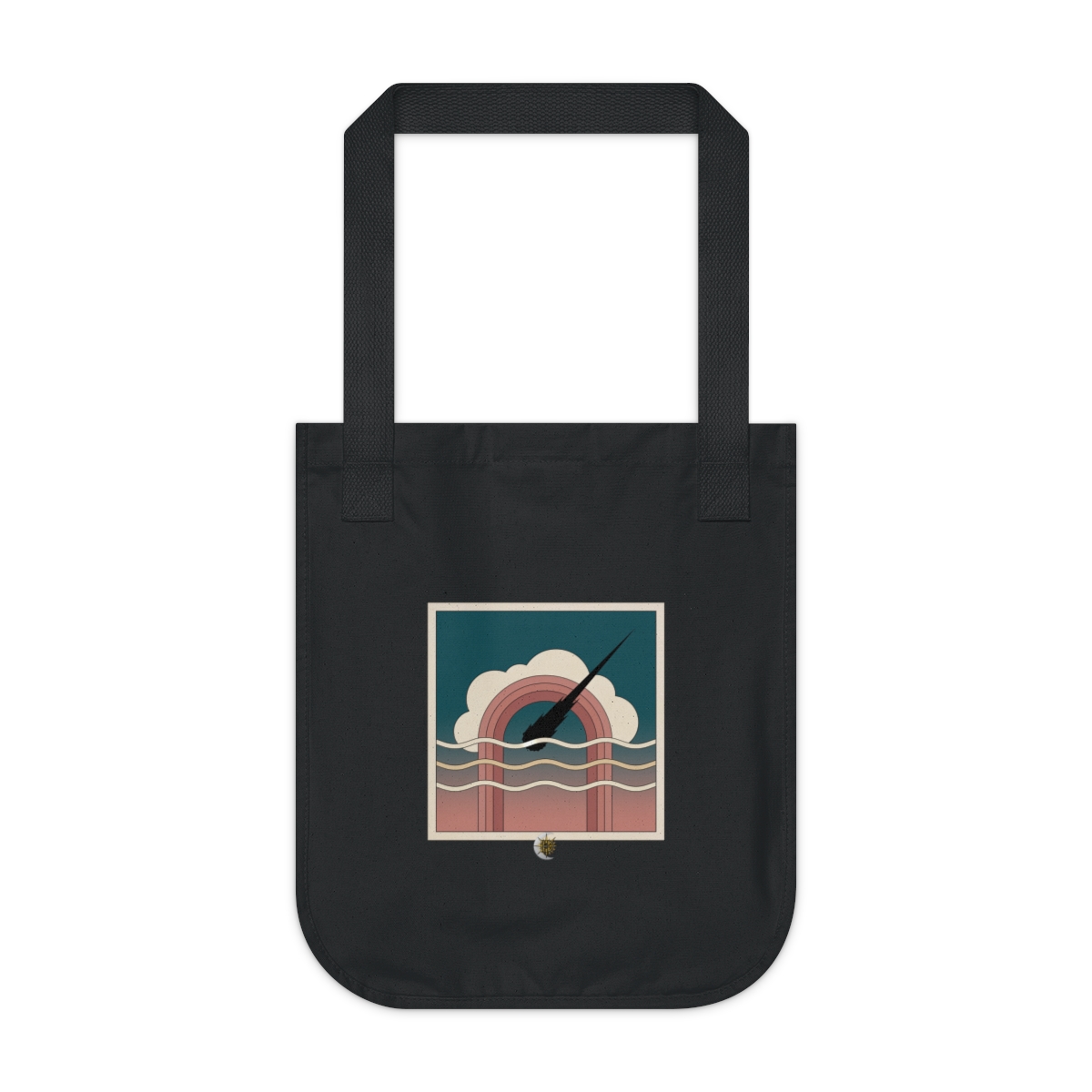 HD Meteor through a cloud arch crossed by three parallel wave lines Organic Canvas Tote