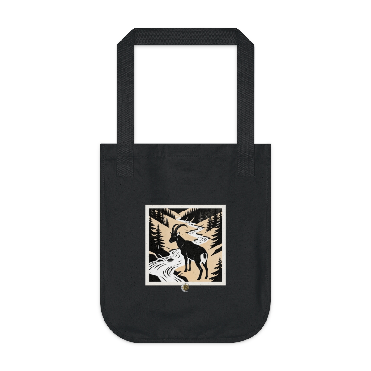 HD Mountain goat pausing beside a flowing stream Organic Canvas Tote