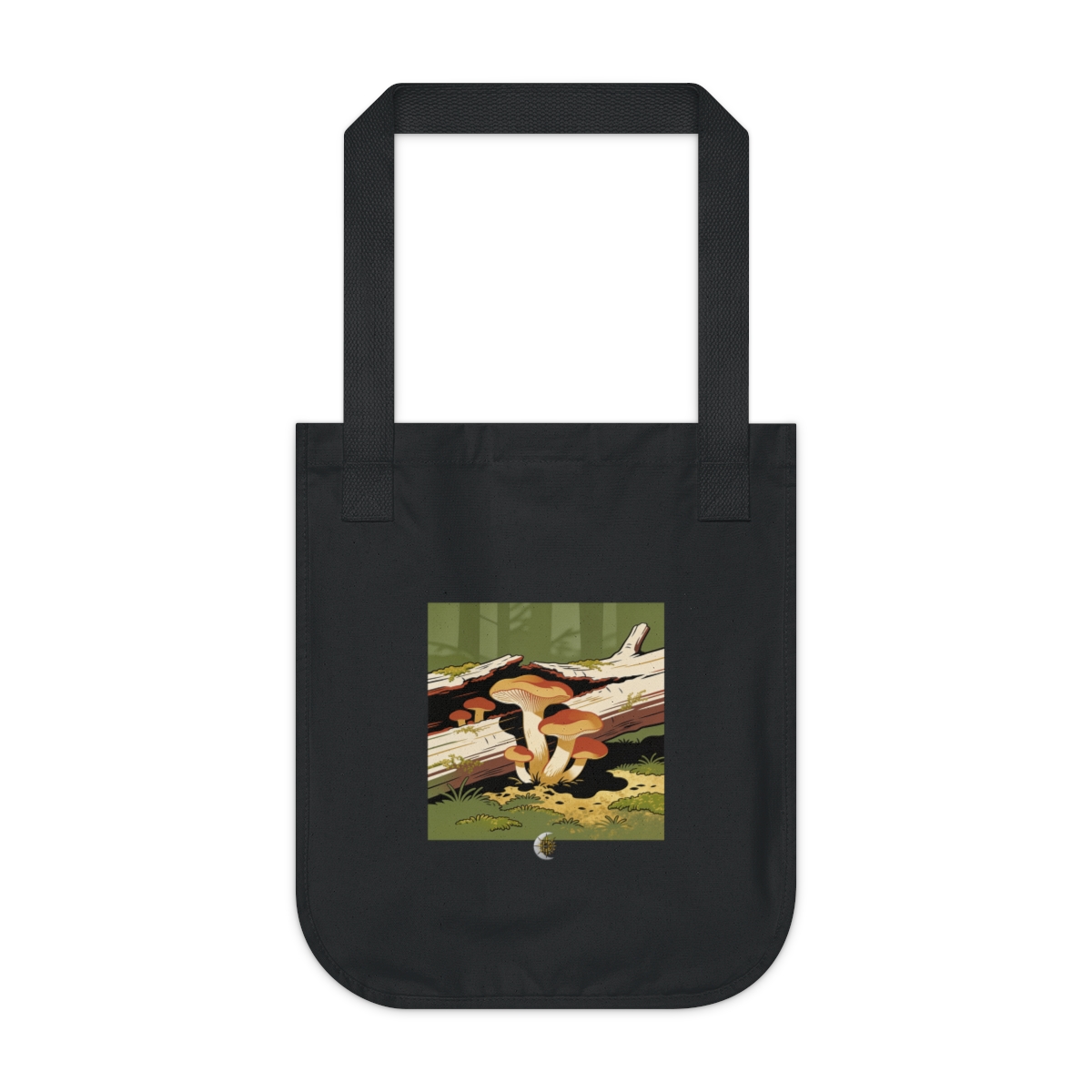 HD Chanterelles growing through a split fallen branch Organic Canvas Tote