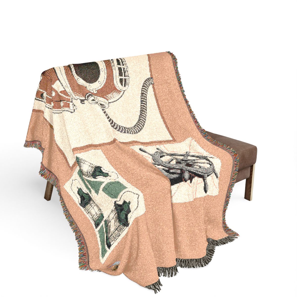 Original Art 1529 100% Cotton Woven Blanket, other view.