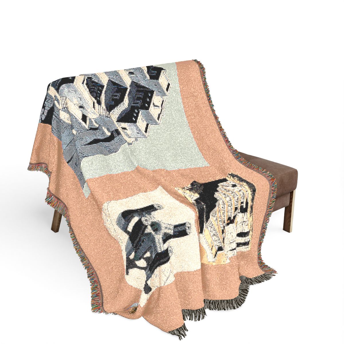 Original Art 1127 100% Cotton Woven Blanket, other view.